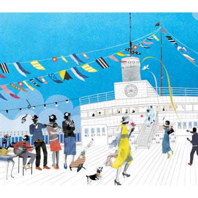 船の旅を楽しむ人たちと船上の風景