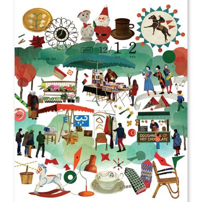 蚤の市に出ているものと集まっている人々