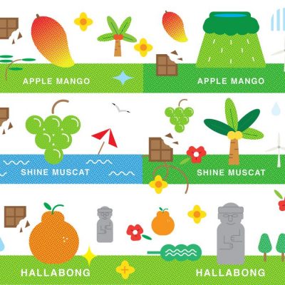 果物のフレーバーのチョコレート菓子のパッケージ