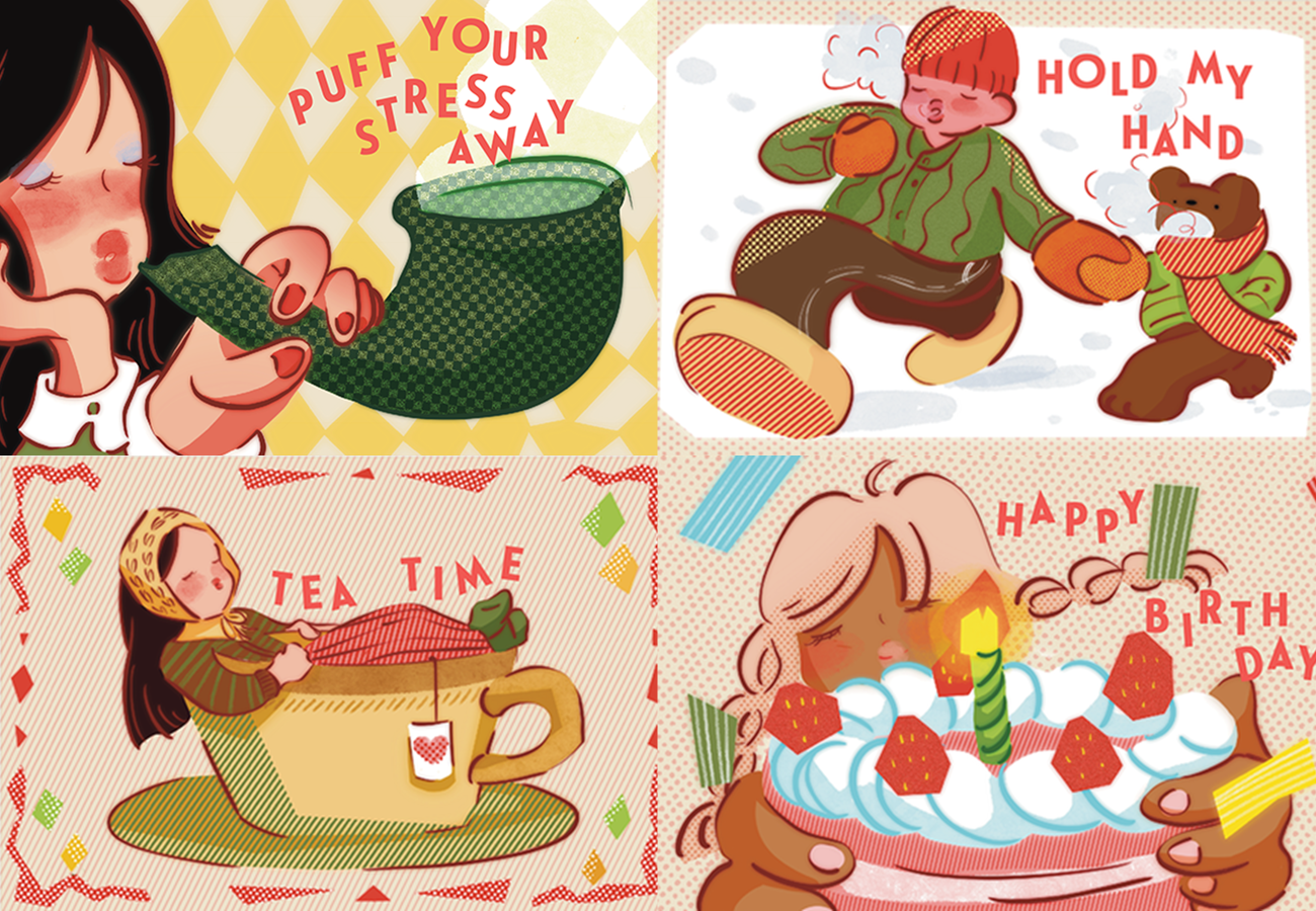 愛や人との繋がりをテーマにしたポストカード