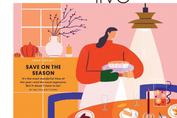 焼いたパイを食卓に並べる女性