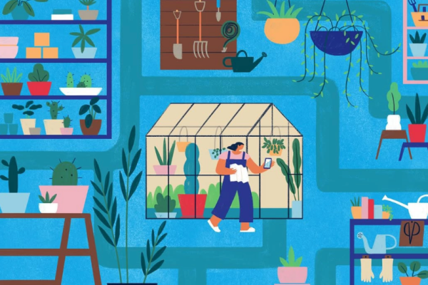 植物を育てる女性