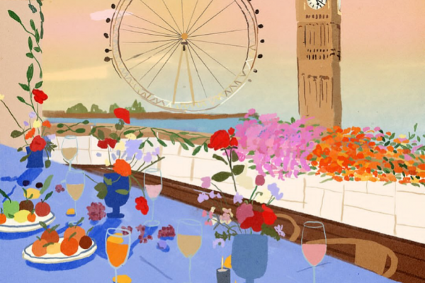 パーティテーブルから眺めるロンドン市内の風景