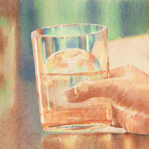 色鉛筆　グラス　液体