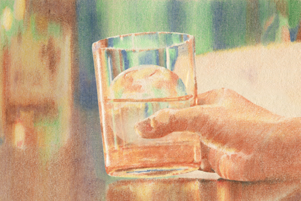 色鉛筆　グラス　液体