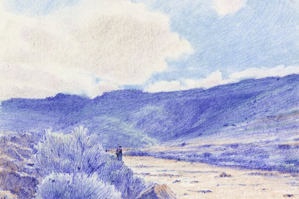 繊細なタッチで描く山の風景