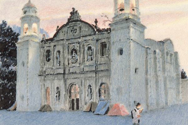 繊細なタッチで描くとある日曜日の風景