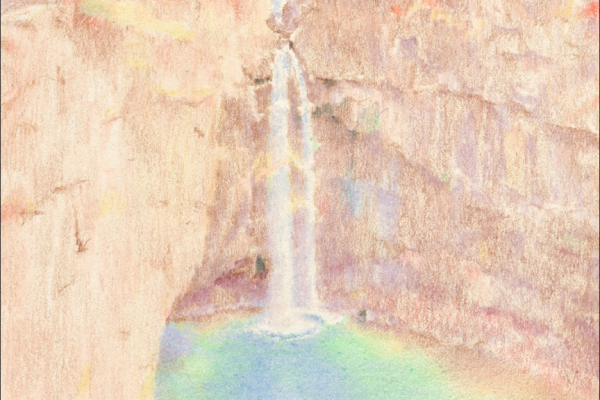 繊細なタッチで描く秘境の美しい滝