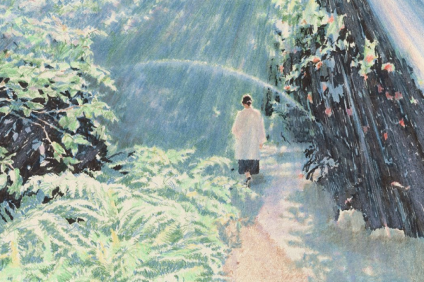 繊細なタッチで描く 自然の中を歩く