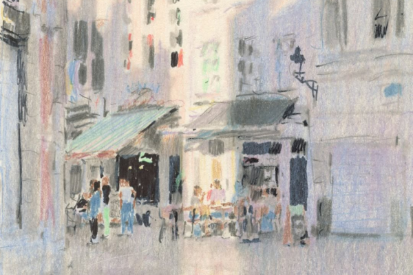 繊細なタッチで描く街並み