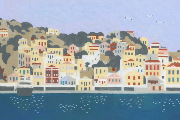 ギリシャの海沿いの風景