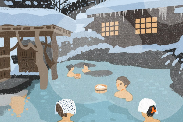 露天風呂を楽しむ人々