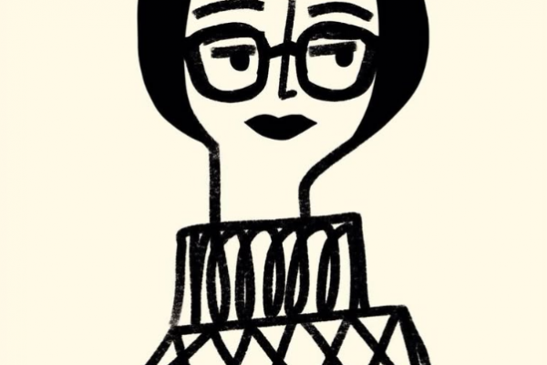 眼鏡をかけた線画の女性