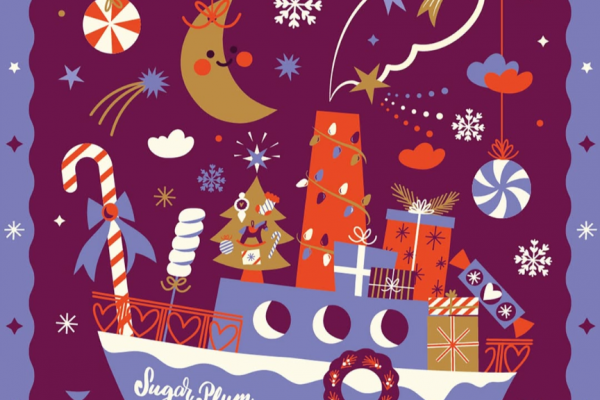 紫色のクリスマスのデザインとパターン