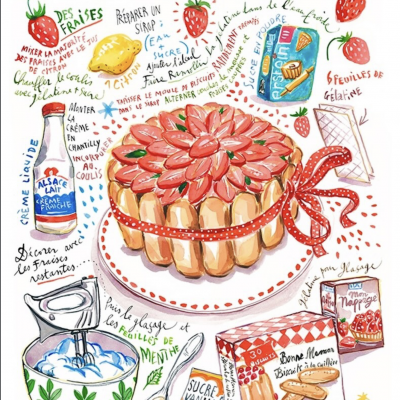 フィンガービスケットといちごをふんだんに使ったケーキ