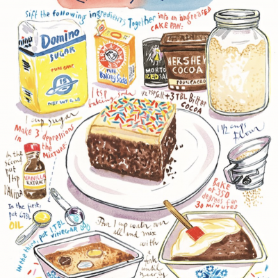 トッピングがカラフルなチョコケーキ