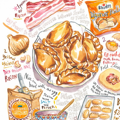 たまねぎとベーコンをつかった料理