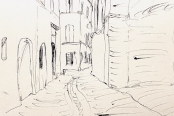 _Street in Uzès, South of France_Ink and watercolor(line)