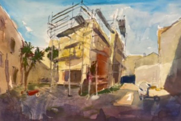 Renovation, South of France_ink and watercolor