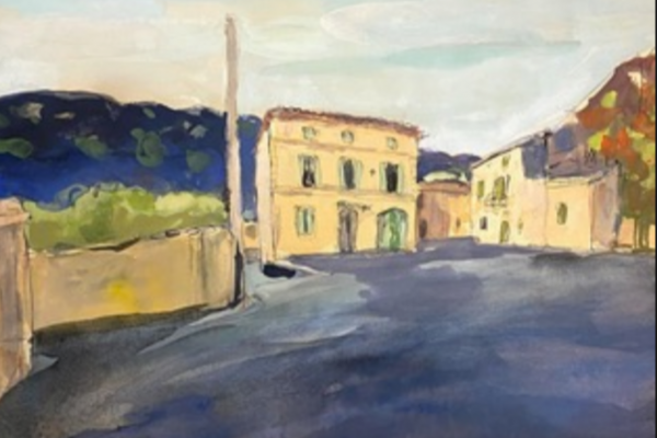 The village of Collias, South of France_ink and watercolor