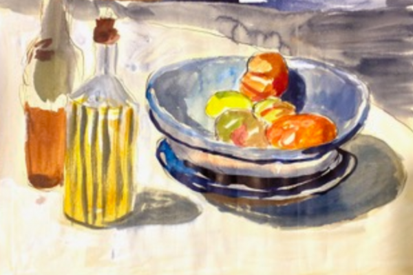 Tomatos, oil and vinegar, Paris _colored inks