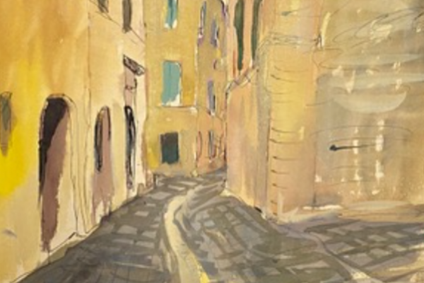 Street in Uzès, South of France_Ink and watercolor_